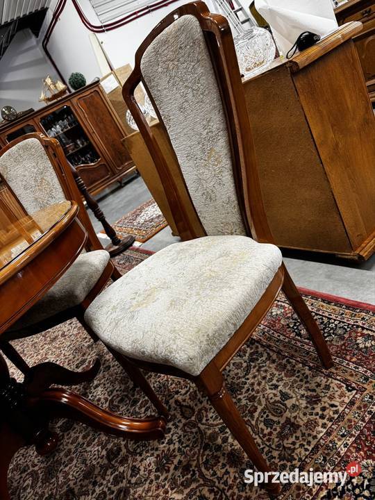 Stół okrągły włoski rozkładany 4 krzesła Meble