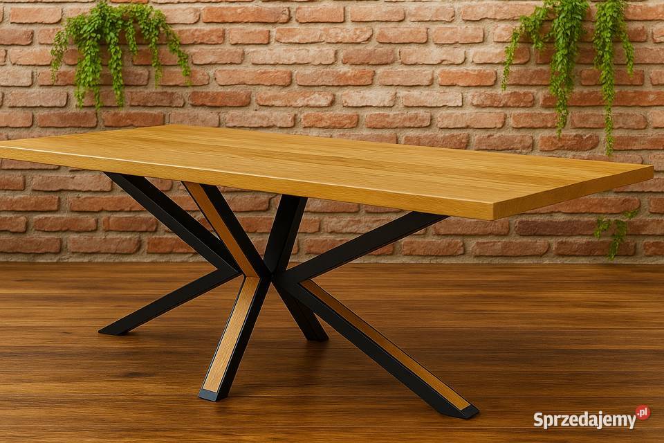 Stół Pająk Dębowy LOFT 100 Lite Drewno DĄB 77cm Kraków