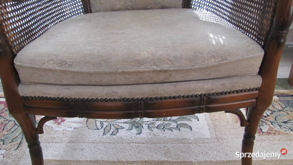 Fotel stylowy z rafią tapicerką mebel sprzedam