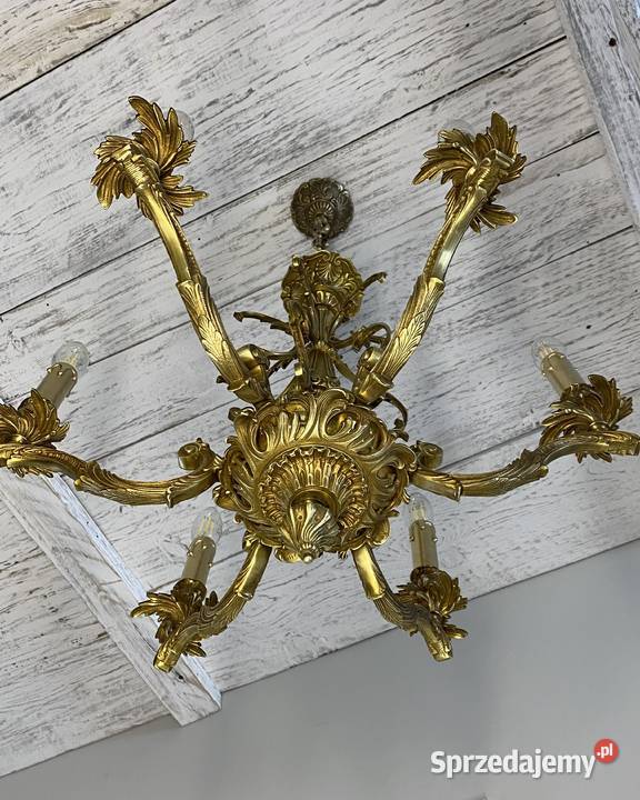 Francuski Żyrandol 40 Francja mosiądz 6ram Antyk Lampy wiszące Poznań