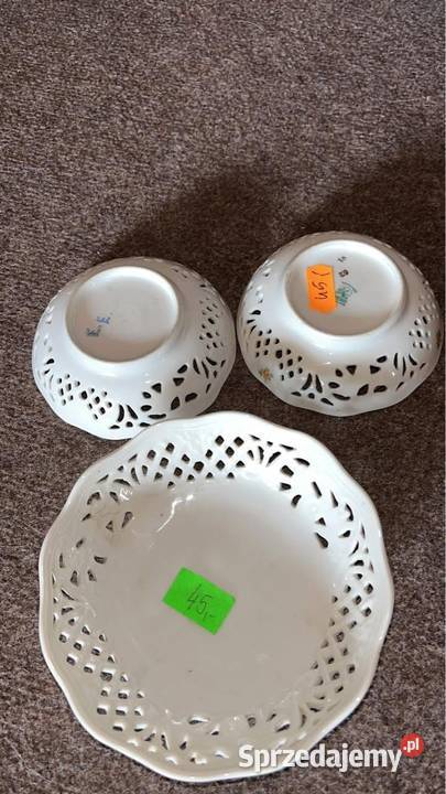 Miseczka ażurowa kwiatki ręcznie zdobiona Porcelana i szkło Gdańsk