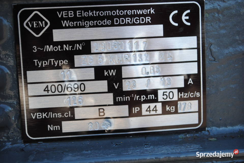 Motoreduktor 11kw 125obrmin FIRMY VEM