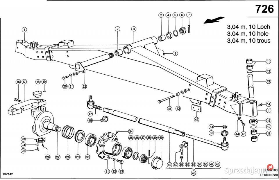 Claas Lexion 580 ZWROTNICA OSI 0007708881