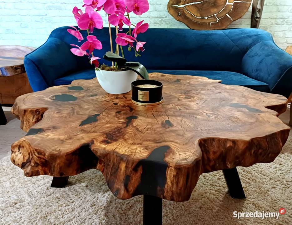 Stolik kawowy 117x100 PIĘKNY OKAZ LIVE EDGE Stoliki kawowe i ławy Śrem