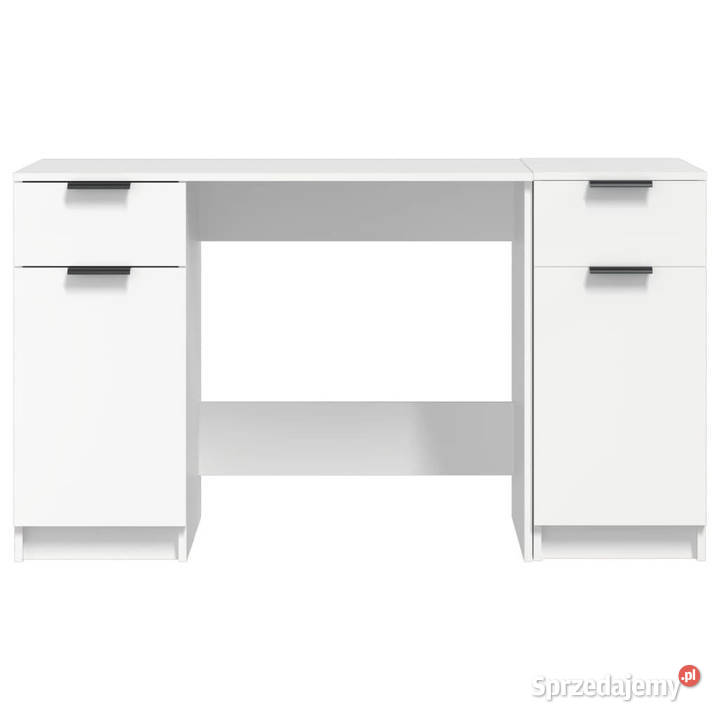 Biurko z szafką boczną białe materiał Warszawa
