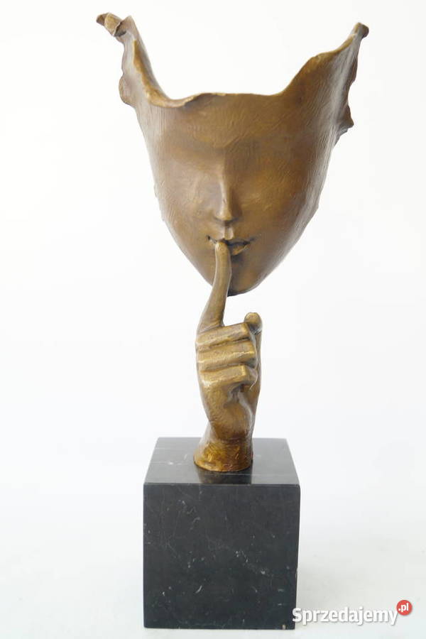 Figura z brązu CISZA maska wielkopolskie Gizałki