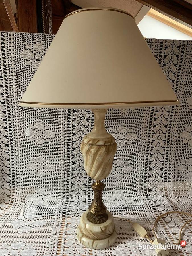 Stara elegancka duża lampa mosiądz kamień Bystrzyca Kłodzka