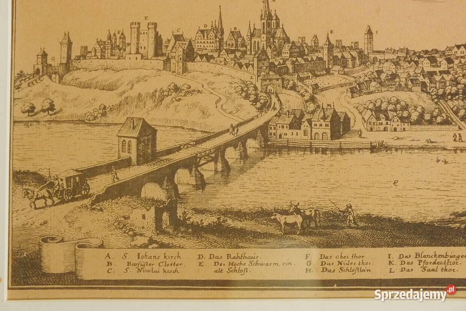 Oryginalny Miedzioryt Saalfeld Merian ok 1650 Malarstwo Lubin