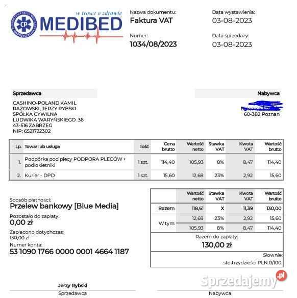 PodpórkaZagłówek Herdegen rehabilitacyjny