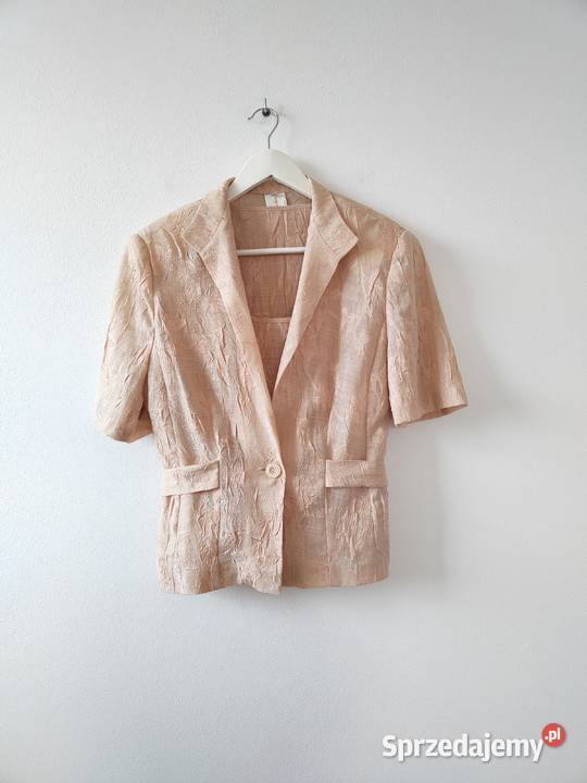 Beżowy kostium Bluzka Narzutka 40 Jasło