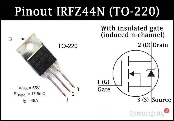 Tranzystor MOSFET IRFZ44N włącznik i wyłącznik Białystok