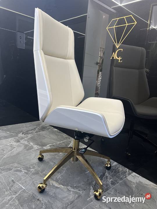 Fotel biurowy beżowy złoty Luxury Premium Golkowice