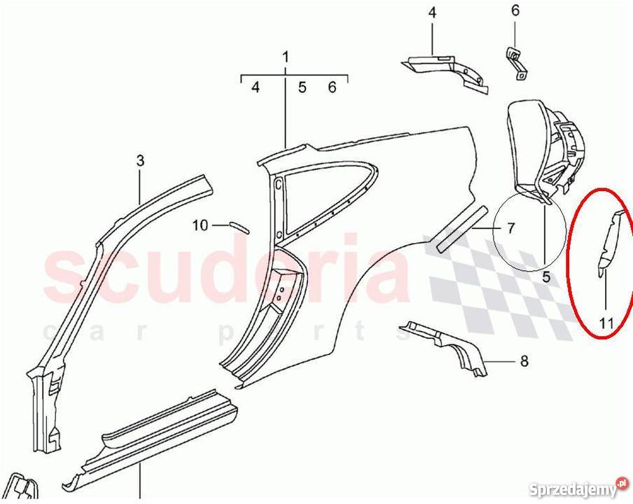 PORSCHE 996 Carrera Turbo płyta końcowa lewa Części Pilzno sprzedam