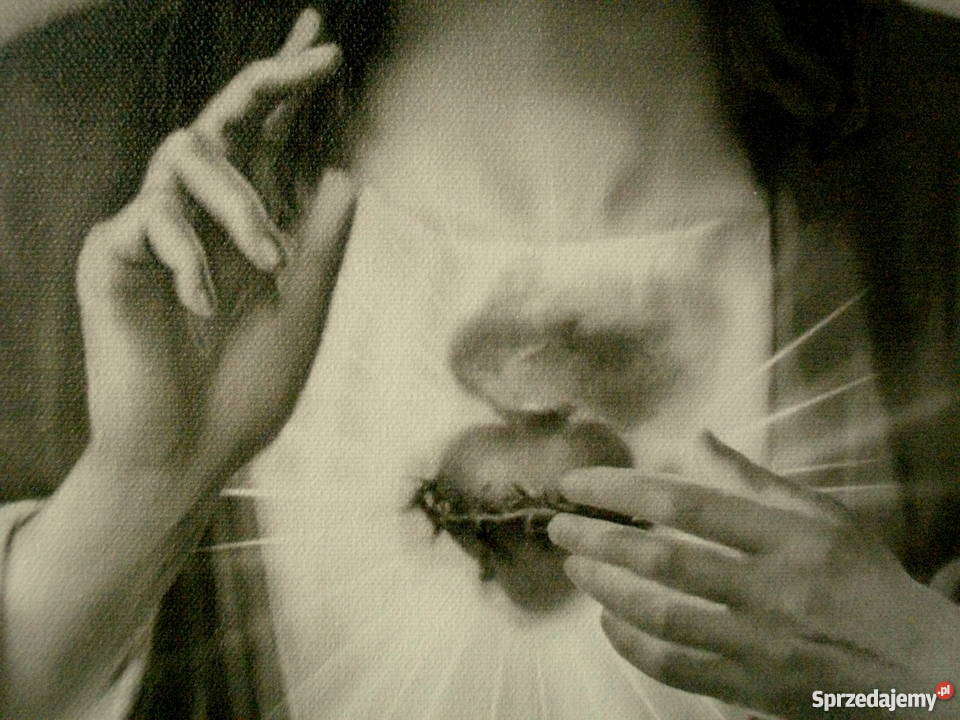 Obrazy Serce Jezusa i Serce Maryi sepia płótno Lipka