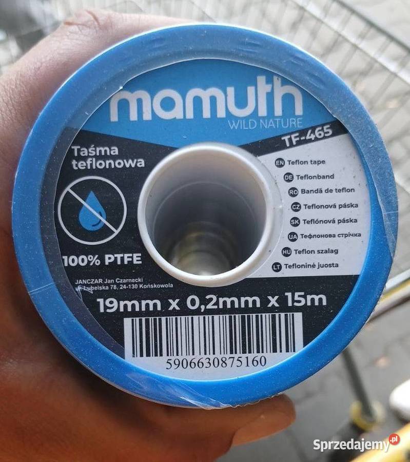 Taśma teflonowa Mamuth 19mm x 02mm x 15m 100 Radzymin