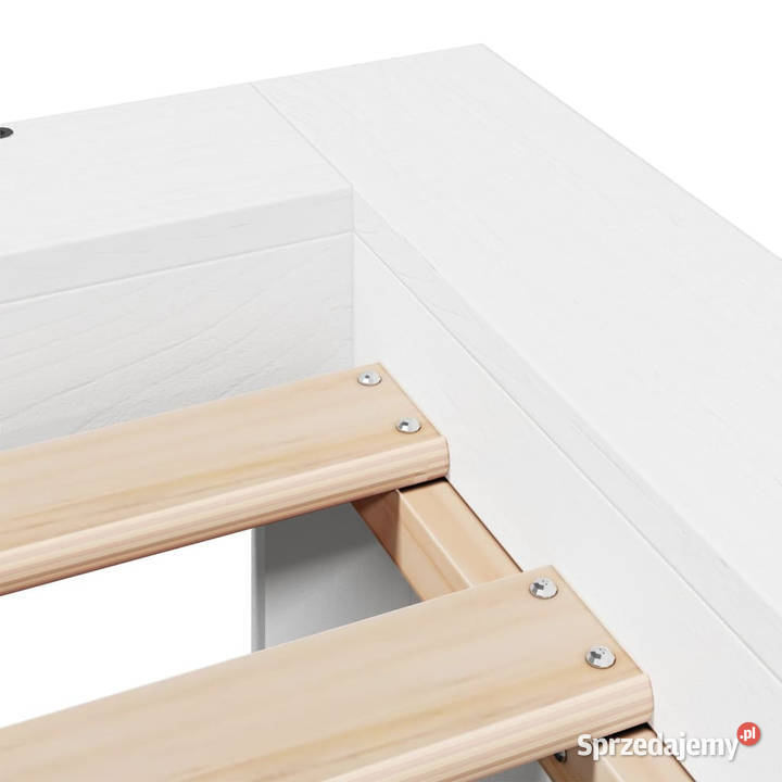Łóżko bez materaca białe lite drewno sosnowe 221cm