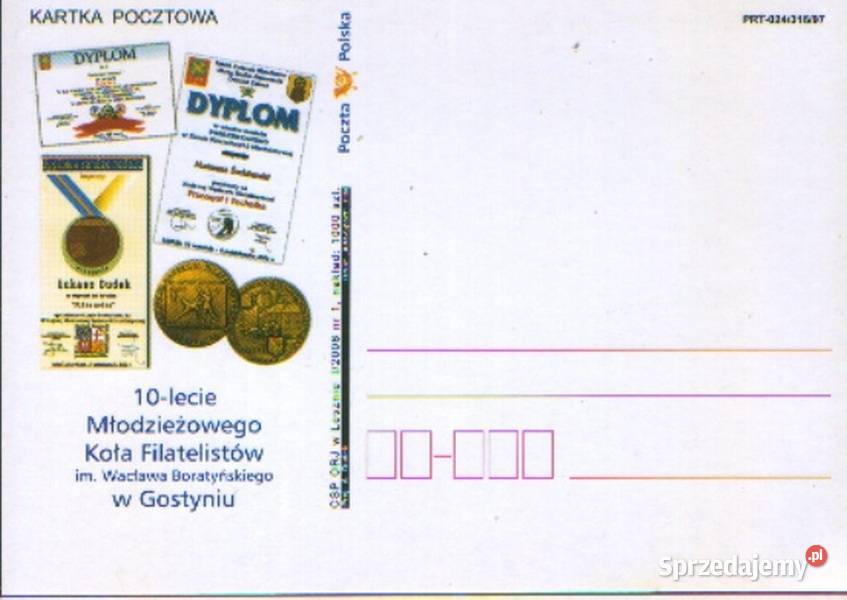 Kartka okoli 10lecie Młodz Koła Filat Gostynin śląskie Gliwice