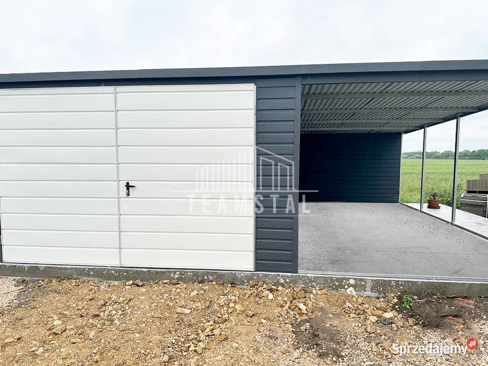GARAŻ BLASZANY 4m x 6m wiata 3x6 spad tył Brama 24m2 Toruń
