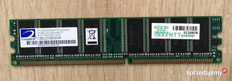 Pamięć RAM TwinMOS M2G9I08ATT 512MB 184p PC3200