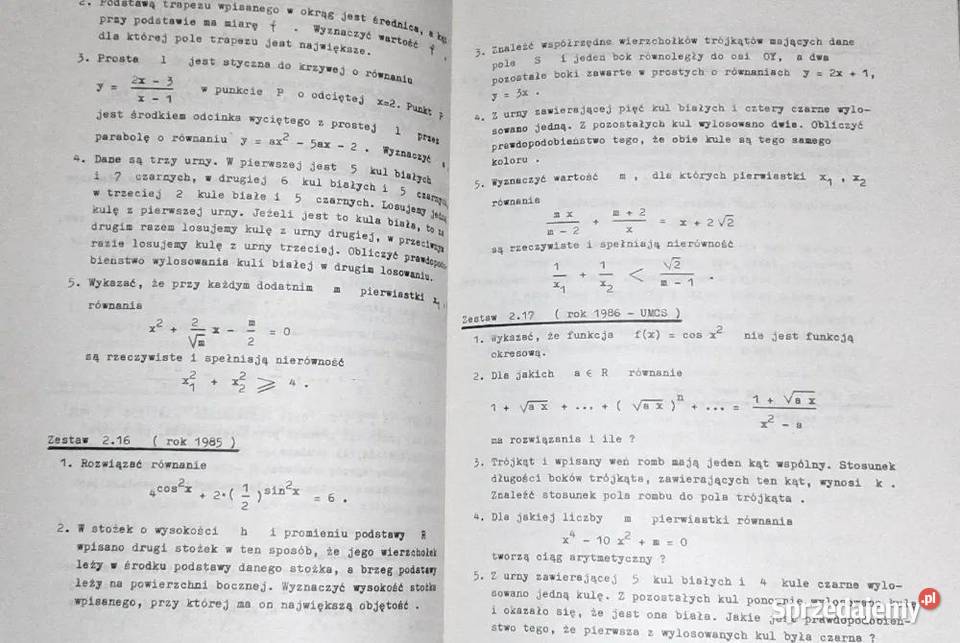 Matematyka Zestawy tematów egzam na wyższe Pozostałe