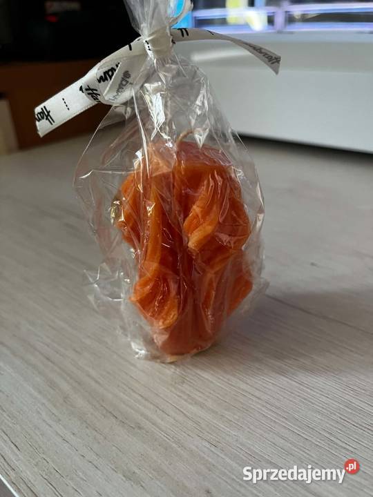Świeca zakręcona falowana pomarańczowa Handmade Radzyń Podlaski