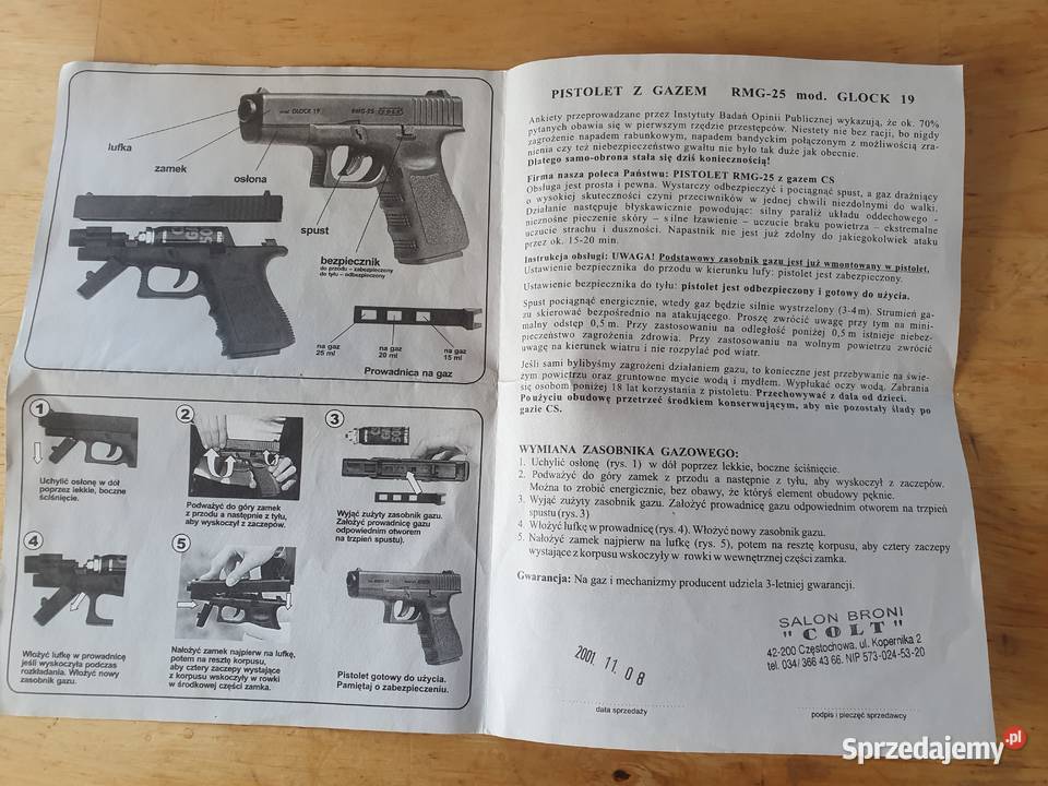 Pistolet sportowy Glock 19 gazowy Andrychów