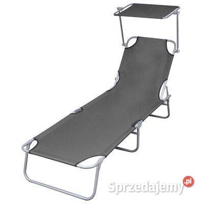 vidaXL Składany leżak z daszkiem stalowy