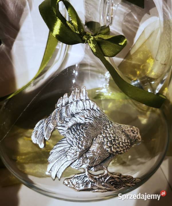 Szklana karafka dzbanek z posrebrzaną aplikacją Poznań