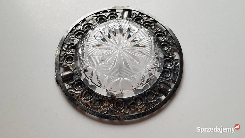 Kryształowa platerowana popielniczka popielnica Dąbrowa Górnicza