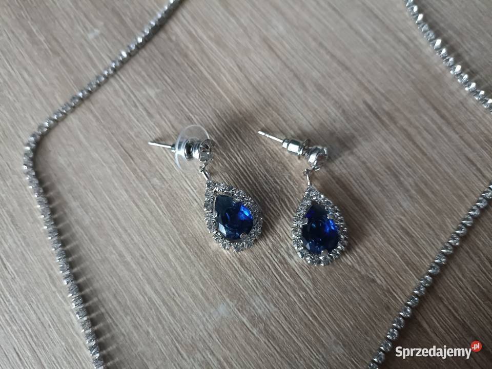 Komplet biżuterii z niebieskimi cyrkoniami Dodatki Kwidzyn sprzedam