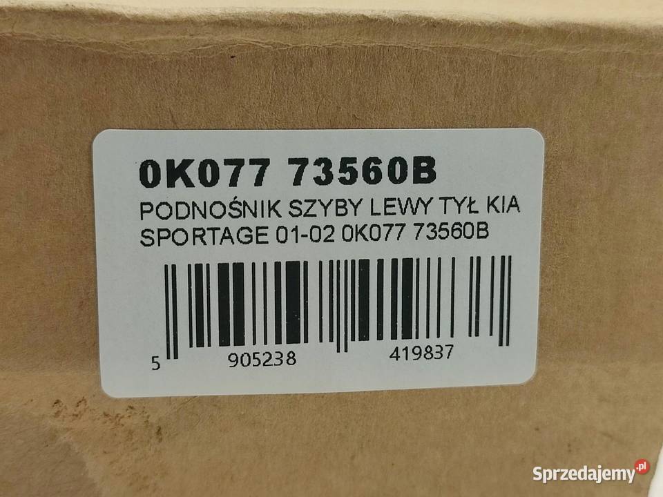 PODNOŚNIK SZYBY LEWY TYŁ KIA SPORTAGE 20 Mechanizmy opuszczania szyb lubelskie