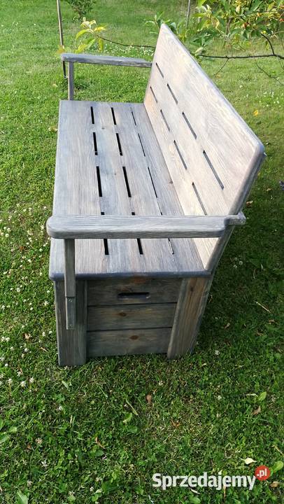 Skrzynia drewniana z oparciem i podłokietnikami 78cm