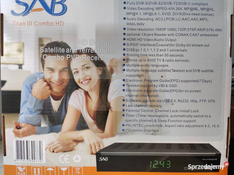 Tuner satelitarny DVBS2T2C SAB TITAN III HD sprzedam