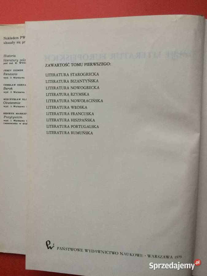 2370 Dzieje Literatur Europejskich Antykwariat Szczecin sprzedam