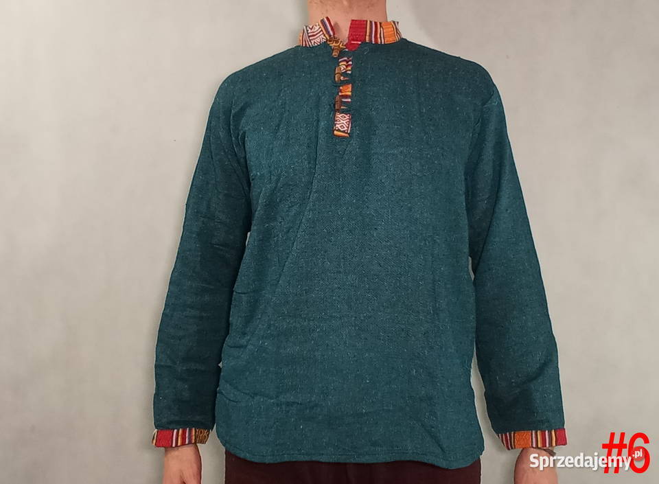 Męska Koszula Z Długim Rękawem z Indii Boho Kudowa-Zdrój