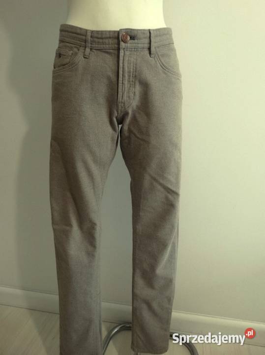 Spodnie Massimo Dutti Beżowe Bawełna Proste Łomża