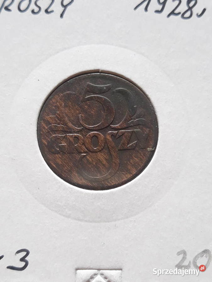 5 Groszy 1928 r 3 rzadkie Konin