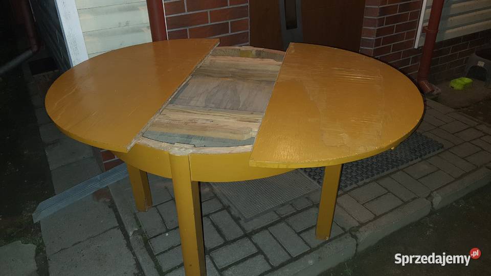 Stół drewniany okrągły PRL rozsuwany lubelskie sprzedam