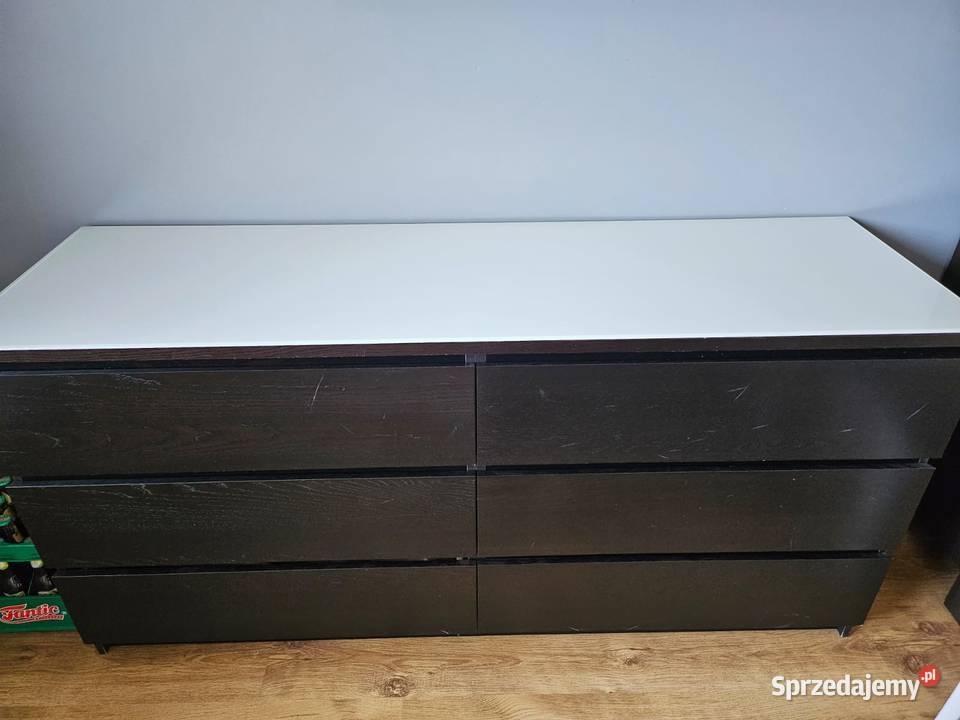 Komoda trzy szuflady 6 szuflad szyba Biała 78cm opolskie Namysłów