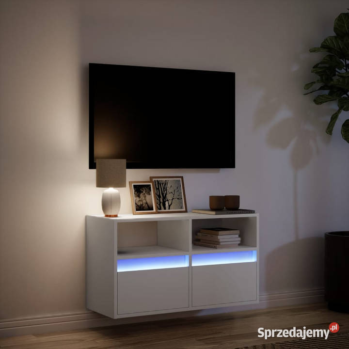 Ścienna szafka TV z LED biała 80x31x45 WM852327 Dom i Ogród Warszawa sprzedam