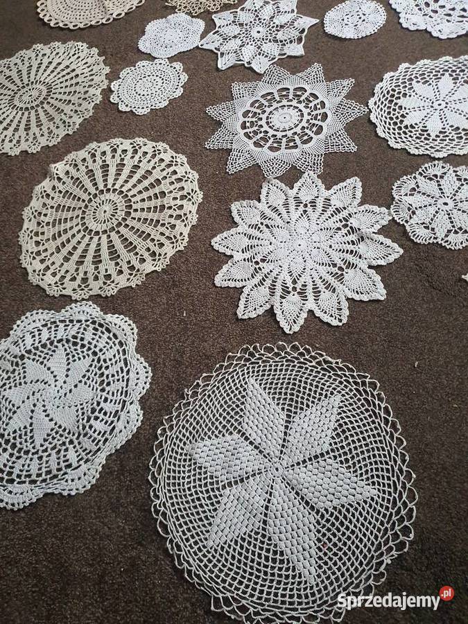 serwetki okrąłe szydelkowe rękodzieło Zabrze sprzedam