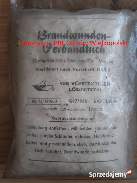 Bandaż plaster Brandwunden Verbandtuch DDR NRD Ostrów Wielkopolski