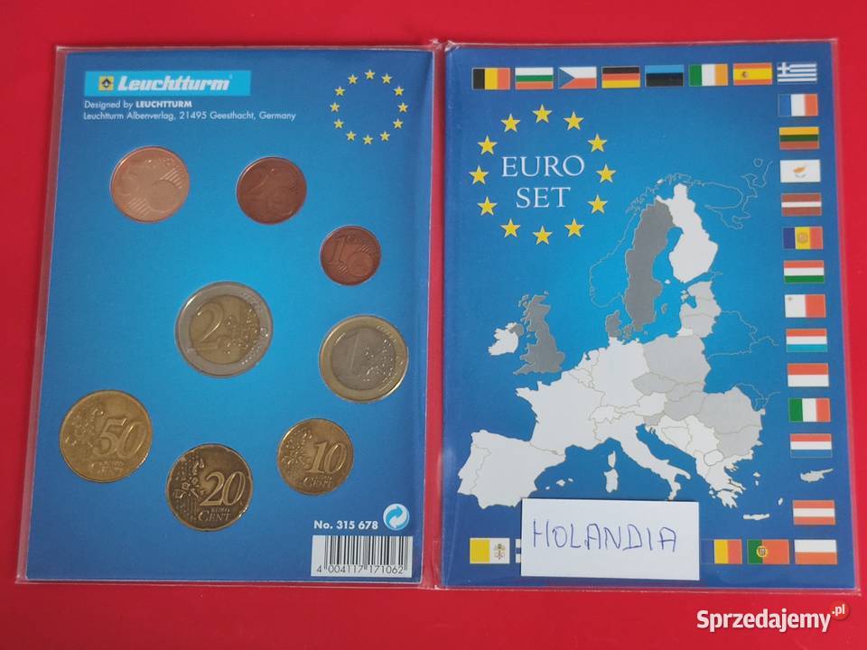 Holandia klaser z monetami 2 euro do 1 centa 8 Lębork