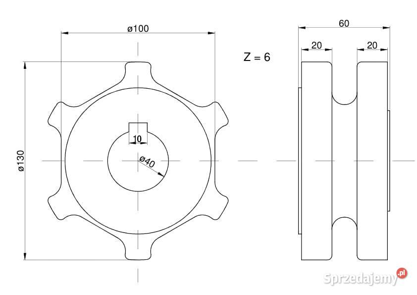 KOŁO GNIAZDOWE Napędowe Rozrzutnika Wpust 10 mm Hydraulika Solec Kujawski