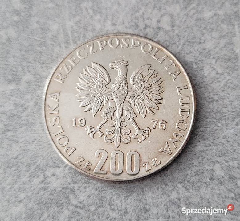 5 POLSKA srebro 200 Złotych 1976 r Igrzyska Łask