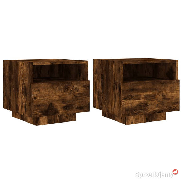 Szafki nocne z LED 2 przydymiony dąb 40x39x37 Nocne mazowieckie Warszawa