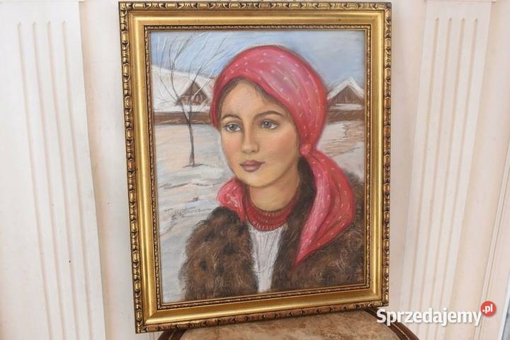 T Axentowicz Góralka Stary Portret Obraz Pastel Obrazki i obrazy małopolskie