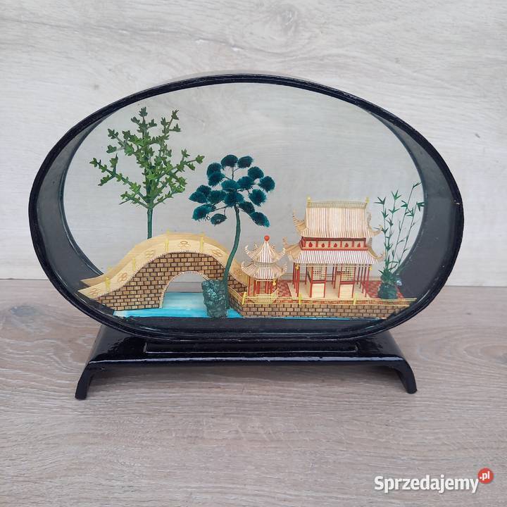 Duża japońska diorama z korka miniatura japońska Warszawa