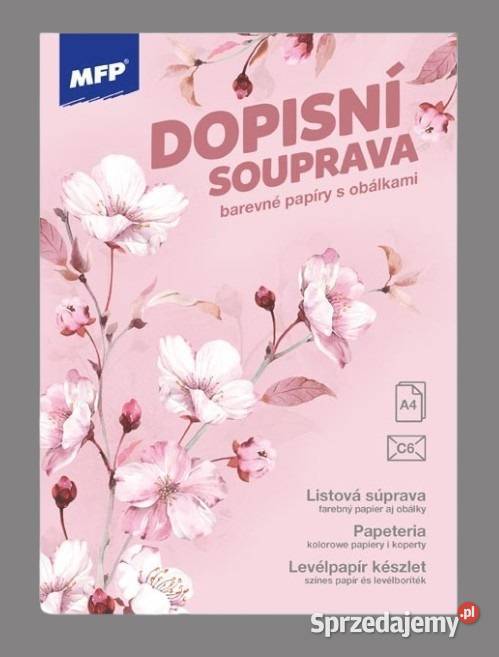 Papeteria Lux do pisania kartki i koperty w Kwiaty różowe a4