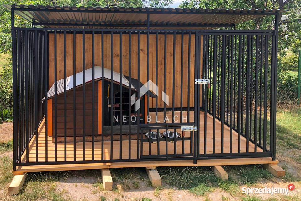 Kojec psów 3x2m drewniana podłoga Uchwyt na Łańcut
